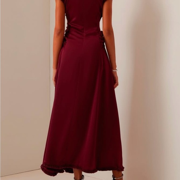 Red Ruched Maxi Gown for Wedding Guest - Picture 2 of 3